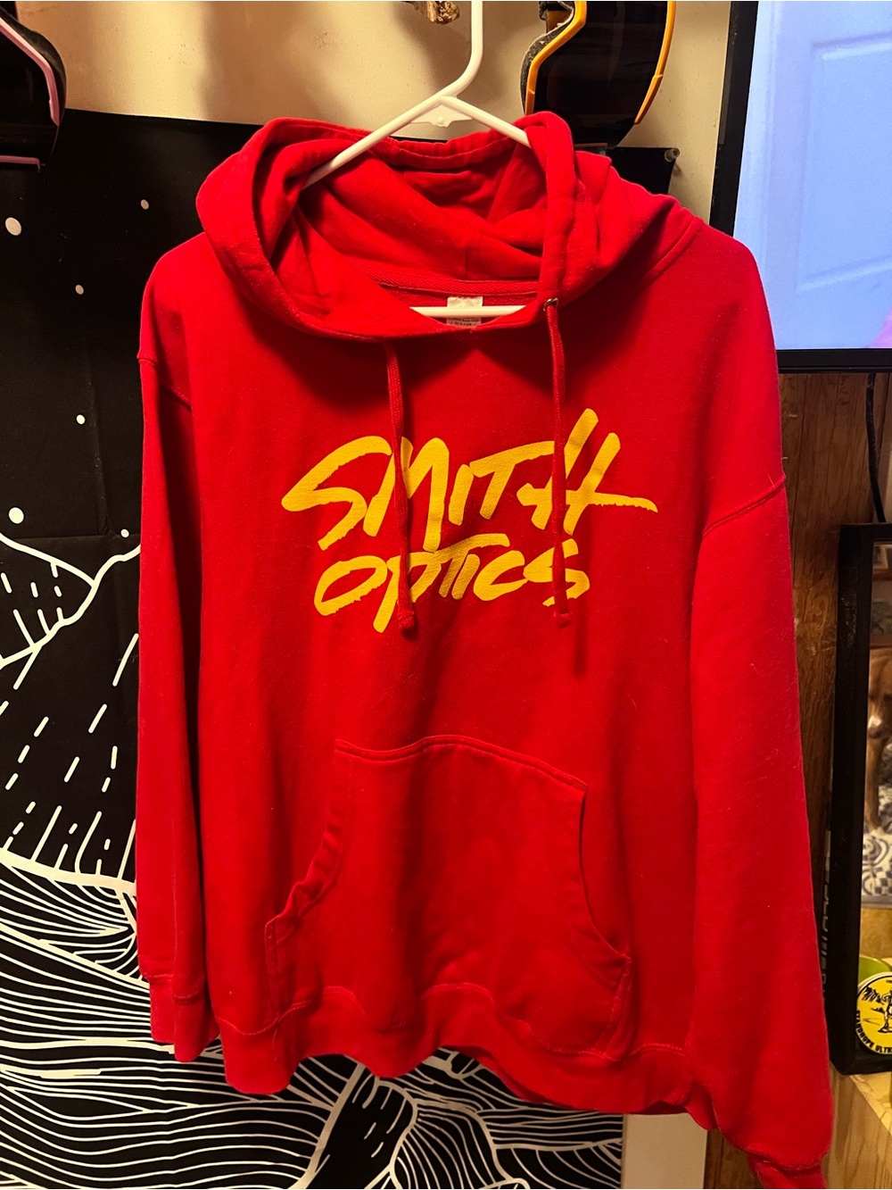 Smith Optics Red Hoodie with Yellow Logo